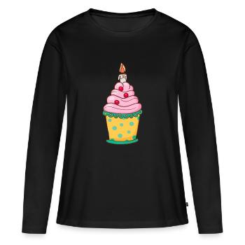 Cupcake Muffin Gâteau à la confiserie - T-shirt manches longues Premium bio Femme - noir - Devant - Julia (174cm)