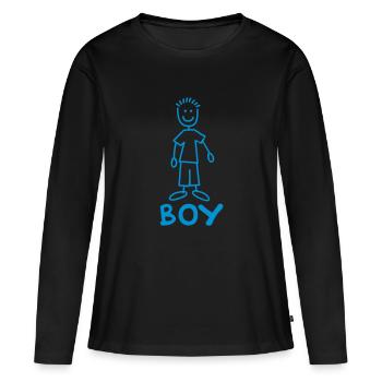 Boy - T-shirt manches longues Premium bio Femme - noir - Devant - Julia (174cm)
