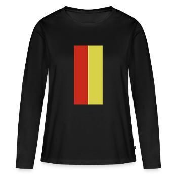 Couleurs rouge jaune - T-shirt manches longues Premium bio Femme - noir - Devant - Julia (174cm)