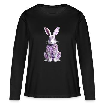Hase - Osterhase im Scherenschnitt - Frauen Premium Bio Langarmshirt - Schwarz - Vorne - Julia (174cm)