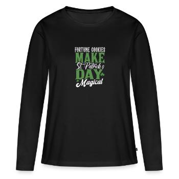 Les biscuits de fortune rendent la Saint-Patrick magique - T-shirt manches longues Premium bio Femme - noir - Devant - Julia (174cm)