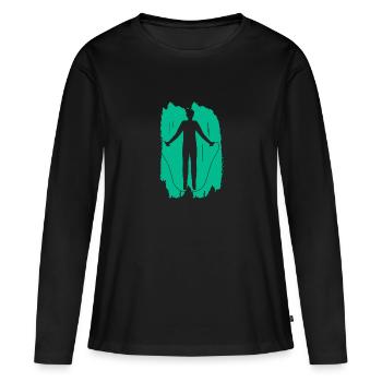 Fitness - Sport - Endurance - Entraînement - T-shirt manches longues Premium bio Femme - noir - Devant - Julia (174cm)