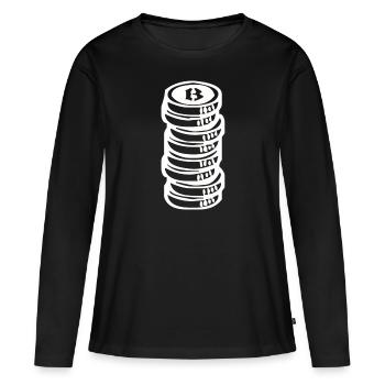 Bitcoin-Wirtschaft - Frauen Premium Bio Langarmshirt - Schwarz - Vorne - Julia (174cm)