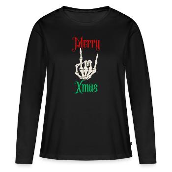 Merry Xmas | XMAS - T-shirt manches longues Premium bio Femme - noir - Devant - Julia (174cm)