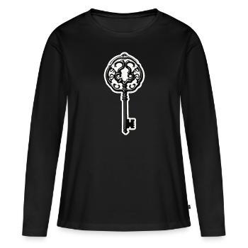 Schlüssel / Schloss / verschlossen / Sicherheit - Frauen Premium Bio Langarmshirt - Schwarz - Vorne - Julia (174cm)
