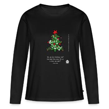 Moody Woody, tired of Christmas, misses the forest - Women's Premium Organic Long Sleeve Shirt - black - Front - Julia (174cm)