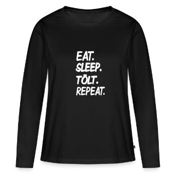Eat sleep Tölt repeat Icelandic Horse Rider - Women's Premium Organic Long Sleeve Shirt - black - Front - Julia (174cm)