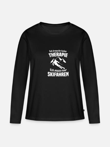 Skifahren Spruch Skifahrer Geschenk - Frauen Premium Bio Langarmshirt - Schwarz