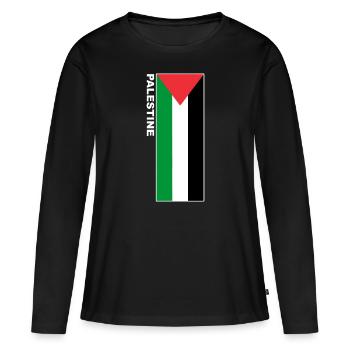Palestine Palestinian Flag T-Shirt - Women's Premium Organic Long Sleeve Shirt - black - Front - Julia (174cm)