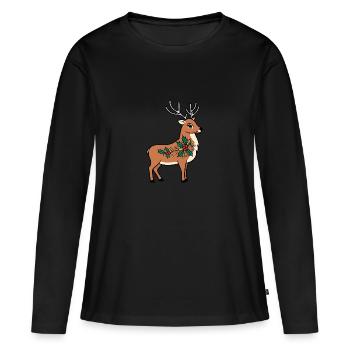 Renne - T-shirt manches longues Premium bio Femme - noir - Devant - Julia (174cm)