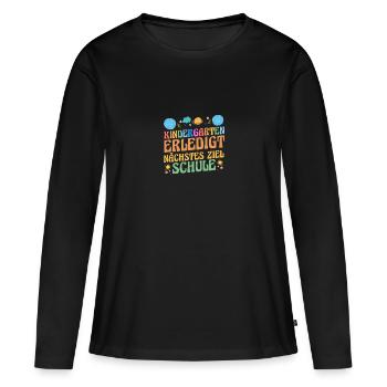 6 Klasse Schulkind Schulanfang Kindergarten Kita E - Frauen Premium Bio Langarmshirt - Schwarz - Vorne - Julia (174cm)