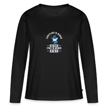 Ecossais Ecosse Ecosse Ecosse - T-shirt manches longues Premium bio Femme - noir - Devant - Julia (174cm)