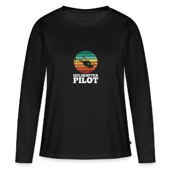 Pilote Hélicoptère Hélicoptère - T-shirt manches longues Premium bio Femme - noir - Devant - Julia (174cm)