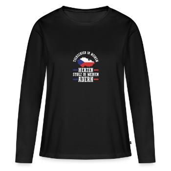 Tchèques République tchèque - T-shirt manches longues Premium bio Femme - noir - Devant - Julia (174cm)