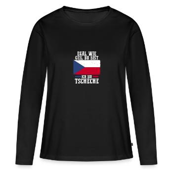 Tchèques République tchèque - T-shirt manches longues Premium bio Femme - noir - Devant - Julia (174cm)