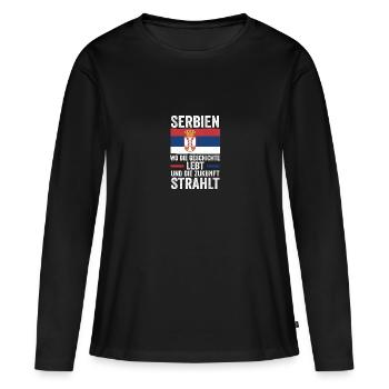 Serbe Serbe Serbie - T-shirt manches longues Premium bio Femme - noir - Devant - Julia (174cm)