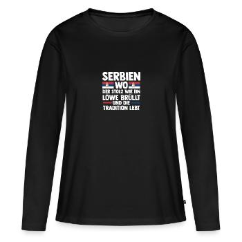 Serbe Serbe Serbie - T-shirt manches longues Premium bio Femme - noir - Devant - Julia (174cm)