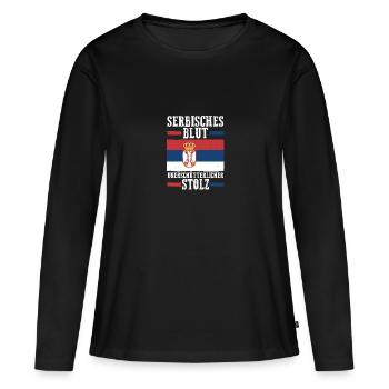 Serbe Serbe Serbie - T-shirt manches longues Premium bio Femme - noir - Devant - Julia (174cm)