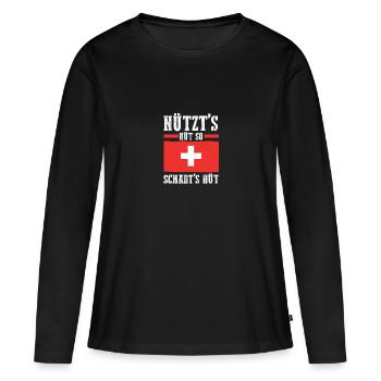 Schweizer Schweiz - Frauen Premium Bio Langarmshirt - Schwarz - Vorne - Julia (174cm)