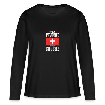 Schweizer Schweiz - Frauen Premium Bio Langarmshirt - Schwarz - Vorne - Julia (174cm)