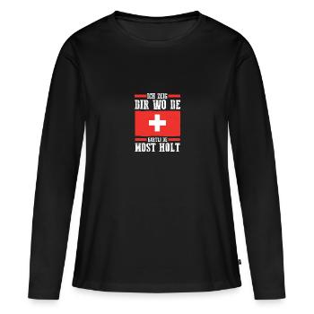 Schweizer Schweiz - Frauen Premium Bio Langarmshirt - Schwarz - Vorne - Julia (174cm)