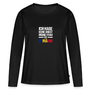 Roumains Roumanie - T-shirt manches longues Premium bio Femme - noir - Devant - Julia (174cm)
