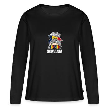 Roumains Roumanie - T-shirt manches longues Premium bio Femme - noir - Devant - Julia (174cm)