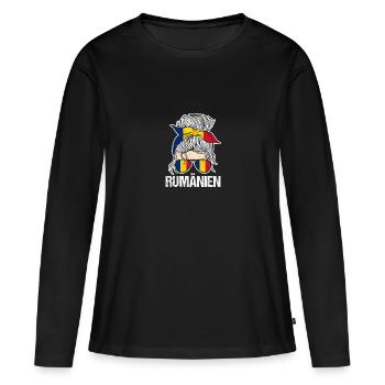 Roumains Roumanie - T-shirt manches longues Premium bio Femme - noir - Devant - Julia (174cm)