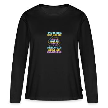 Jeunes quittant les garderies pour la rentrée scolaire Inscription des enfants à l’école - T-shirt manches longues Premium bio Femme - noir - Devant - Julia (174cm)