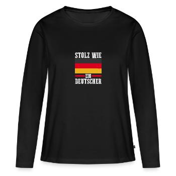 Deutscher Deutsch Deutschland - Frauen Premium Bio Langarmshirt - Schwarz - Vorne - Julia (174cm)