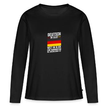 Deutscher Deutsch Deutschland - Frauen Premium Bio Langarmshirt - Schwarz - Vorne - Julia (174cm)