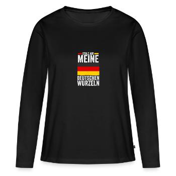 Deutscher Deutsch Deutschland - Frauen Premium Bio Langarmshirt - Schwarz - Vorne - Julia (174cm)