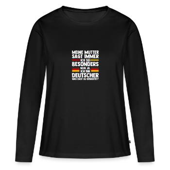 Deutscher Deutsch Deutschland - Frauen Premium Bio Langarmshirt - Schwarz - Vorne - Julia (174cm)