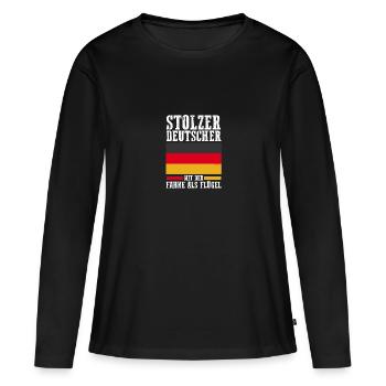 Deutscher Deutsch Deutschland - Frauen Premium Bio Langarmshirt - Schwarz - Vorne - Julia (174cm)