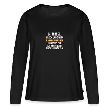 Deutscher Deutsch Deutschland - Frauen Premium Bio Langarmshirt - Schwarz - Vorne - Julia (174cm)