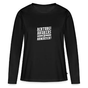 Prénom Andreas - T-shirt manches longues Premium bio Femme - noir - Devant - Julia (174cm)