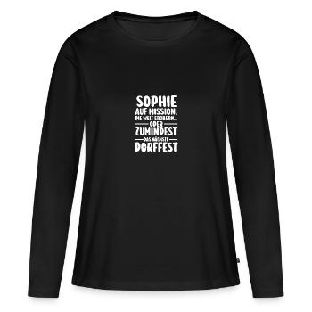 Prénom Sophie fête du village - T-shirt manches longues Premium bio Femme - noir - Devant - Julia (174cm)