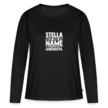 Prénom Stella - T-shirt manches longues Premium bio Femme - noir - Devant - Julia (174cm)