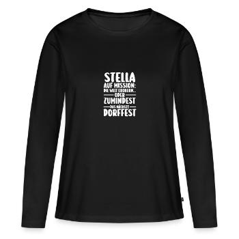 Vorname Dorffest Stella - Frauen Premium Bio Langarmshirt - Schwarz - Vorne - Julia (174cm)