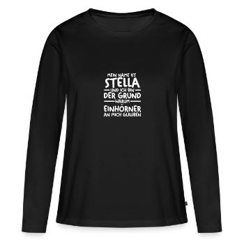 Prénom Stella - T-shirt manches longues Premium bio Femme - noir - Devant - Julia (174cm)
