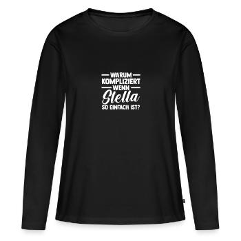 Prénom Stella - T-shirt manches longues Premium bio Femme - noir - Devant - Julia (174cm)