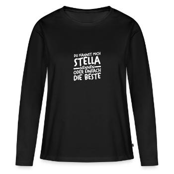 Prénom Stella - T-shirt manches longues Premium bio Femme - noir - Devant - Julia (174cm)