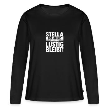 Prénom Stella - T-shirt manches longues Premium bio Femme - noir - Devant - Julia (174cm)