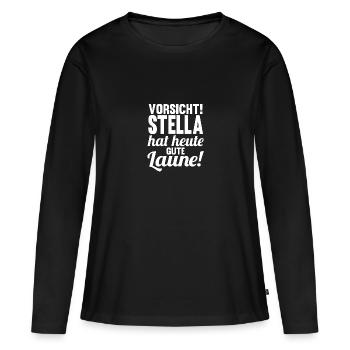 Prénom Stella - T-shirt manches longues Premium bio Femme - noir - Devant - Julia (174cm)