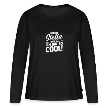 Prénom Stella - T-shirt manches longues Premium bio Femme - noir - Devant - Julia (174cm)
