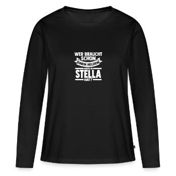 Prénom Héroïne Stella - T-shirt manches longues Premium bio Femme - noir - Devant - Julia (174cm)