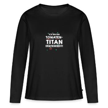 Jardinier Tomate Jardin Fermier - T-shirt manches longues Premium bio Femme - noir - Devant - Julia (174cm)