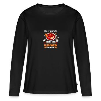 Père Noël Fête de Noël Noël Vin chaud - T-shirt manches longues Premium bio Femme - noir - Devant - Julia (174cm)
