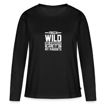 Fils Fils Fils - T-shirt manches longues Premium bio Femme - noir - Devant - Julia (174cm)