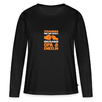 Opa Und Enkel - Frauen Premium Bio Langarmshirt - Schwarz - Vorne - Julia (174cm)